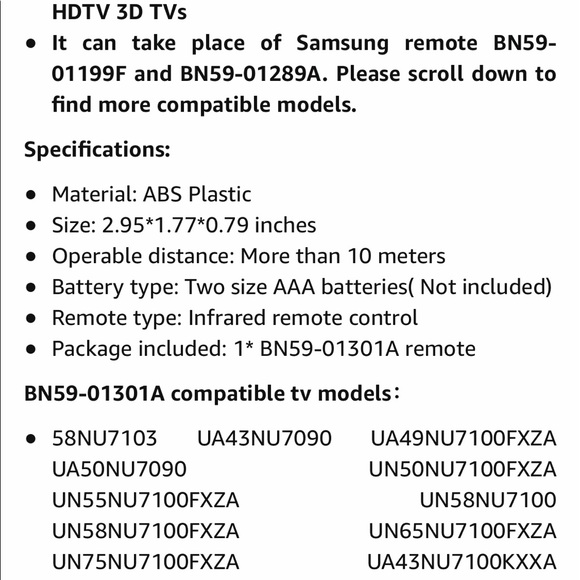 Replacement Remote for BN59-01301A for SamsungTV3D - Picture 8 of 10